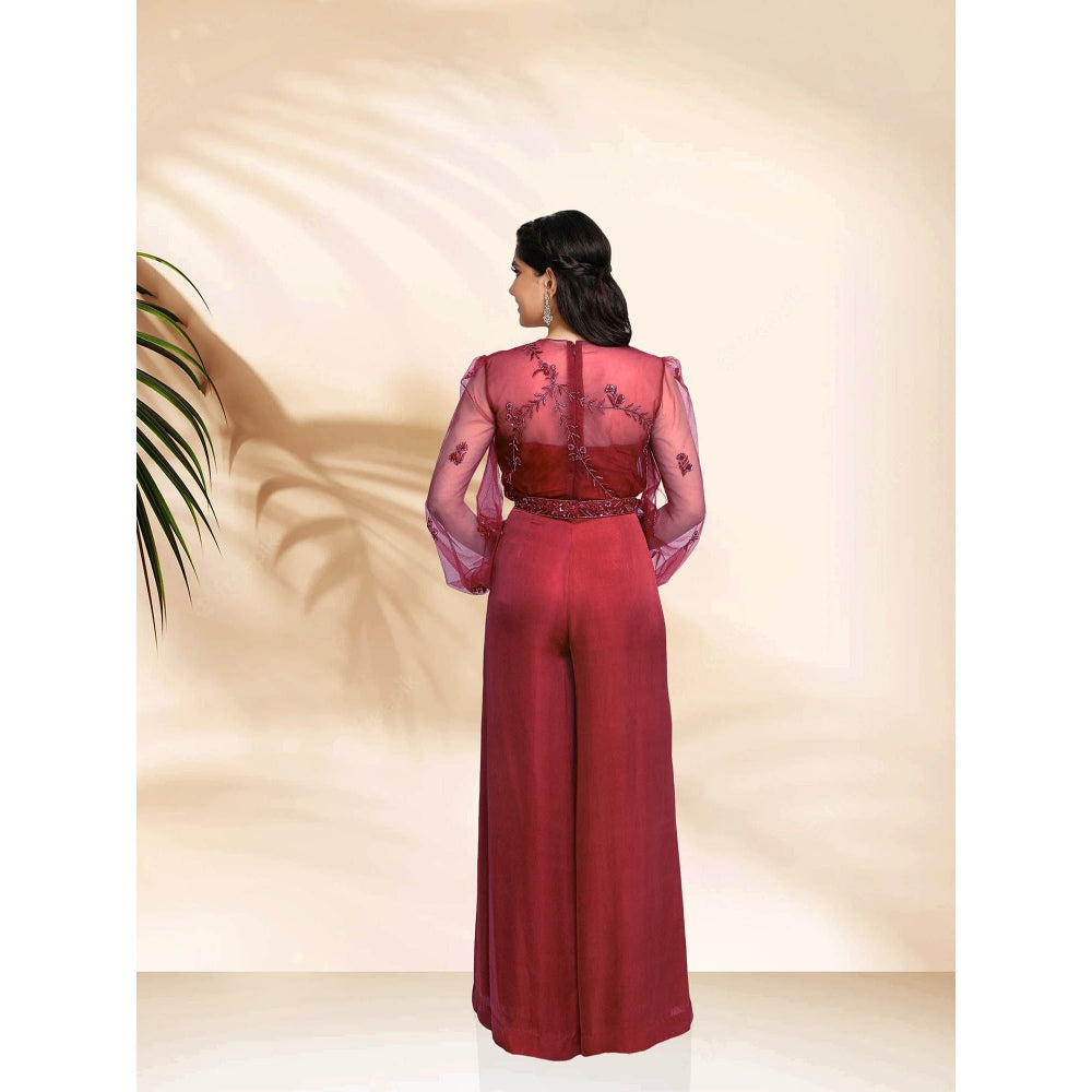 Sanjana Thakur Wine Jumpsuits (Set of 2)