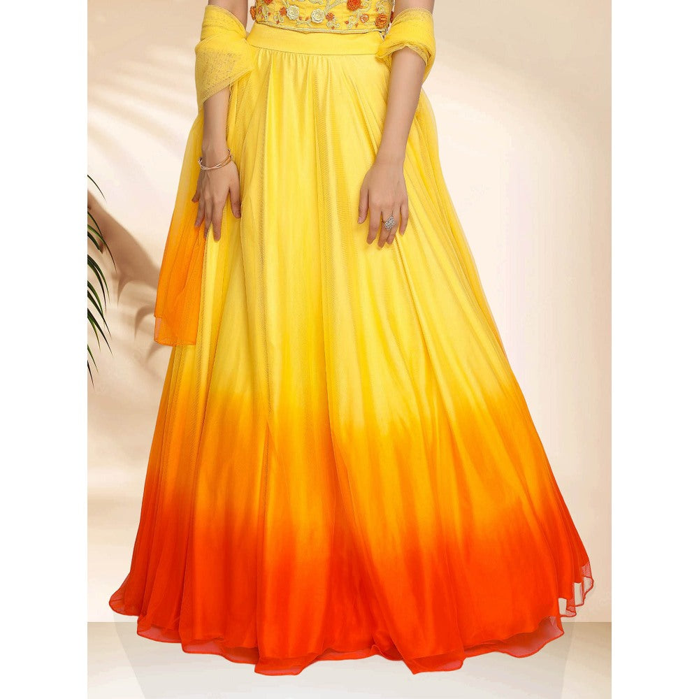 Sanjana Thakur Yellow Lehenga with Blouse and Dupatta (Set of 3)
