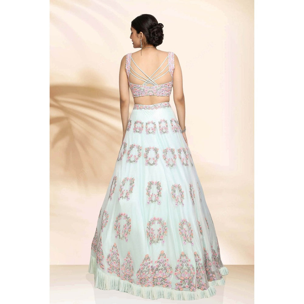 Sanjana Thakur Blue Lehenga with Blouse and Dupatta (Set of 3)