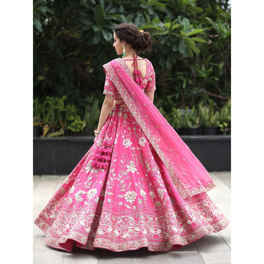 Sanjana Thakur Pink Bridal Lehenga with Blouse and Dupatta (Set of 3)