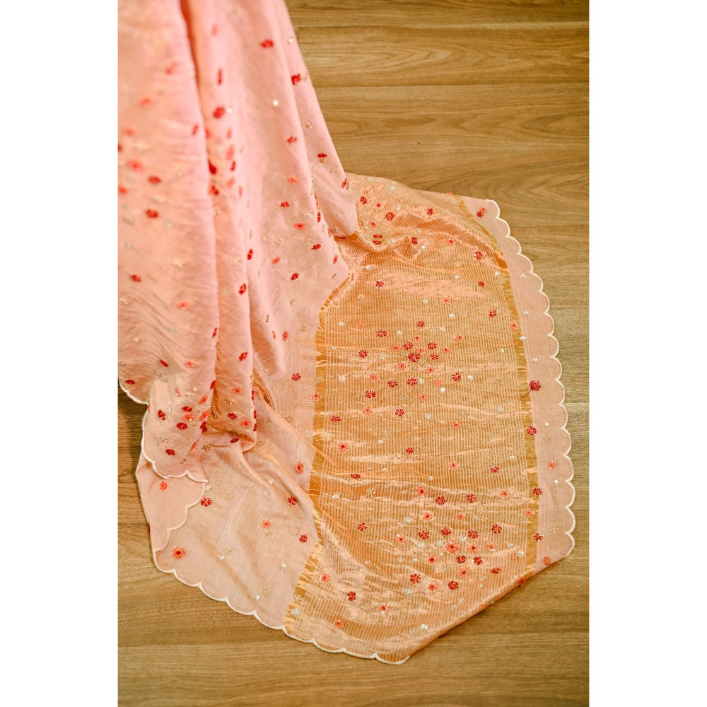 SARI KI ALMARI Hand Embroidered Meadow Saree with Unstitched Blouse