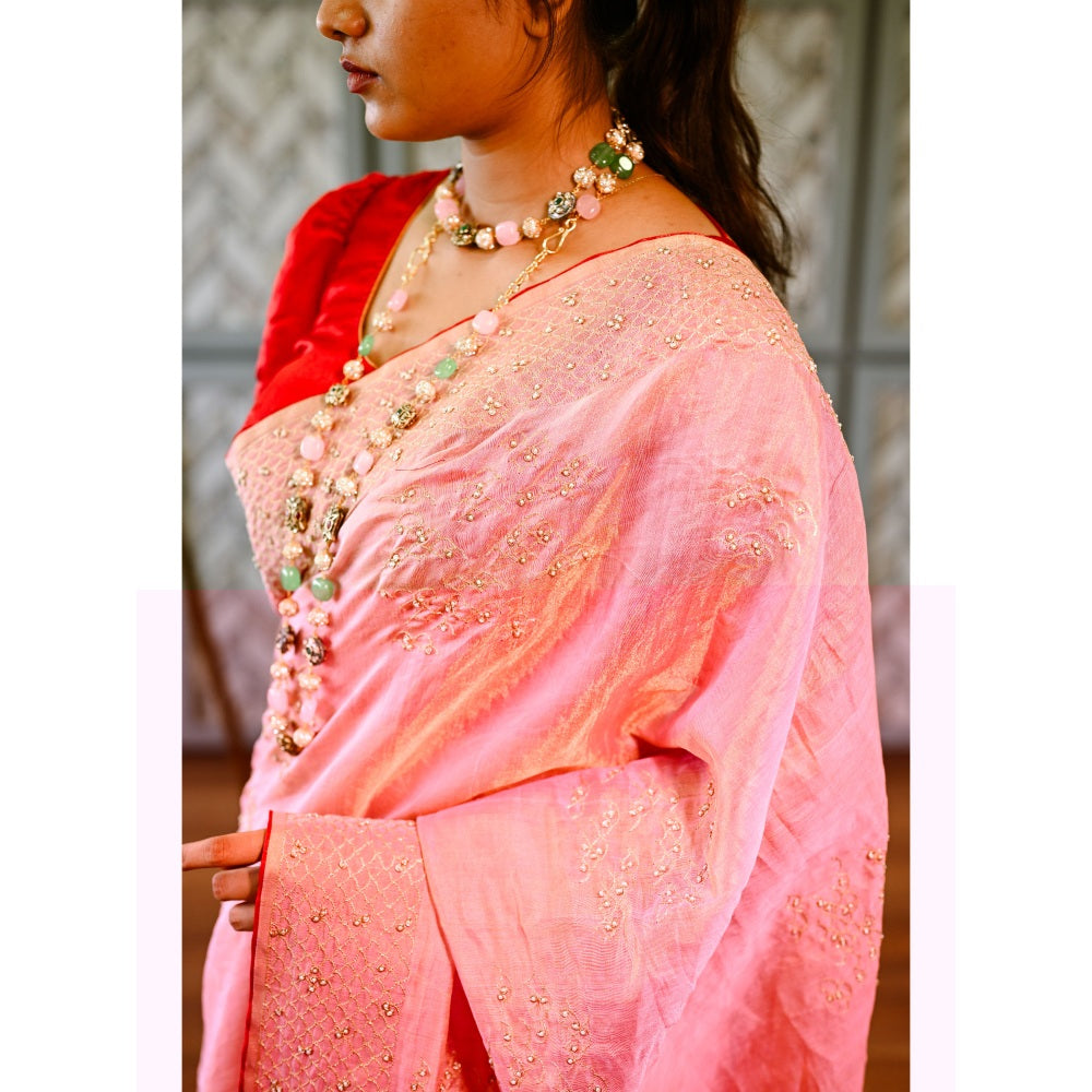 SARI KI ALMARI Tissue Silk Saree with Unstitched Blouse