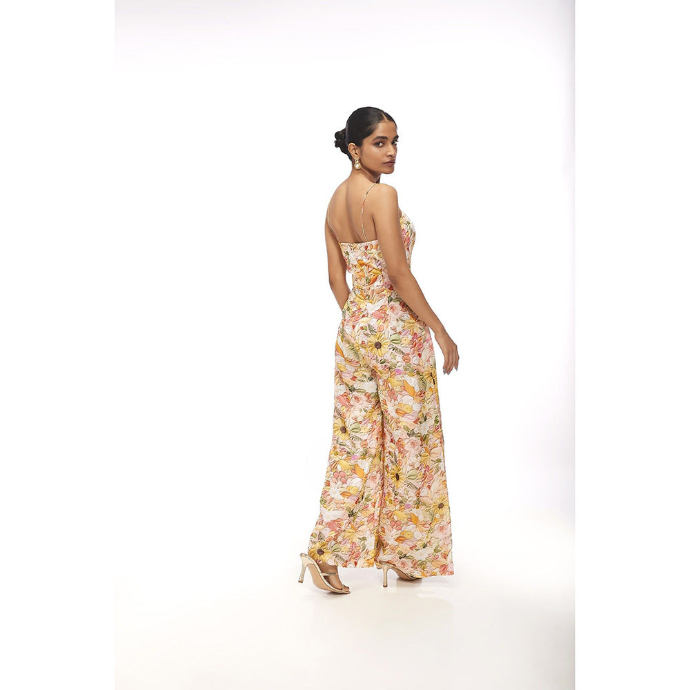 SAYAANIKA Elara Floral Embellished Jumpsuit with Jacket (Set of 2)