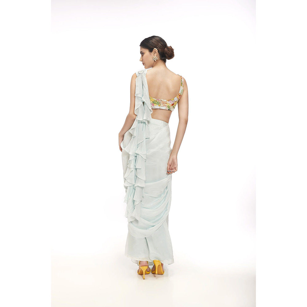 SAYAANIKA Arella Embellished Pre Drape Saree and Stitched Blouse