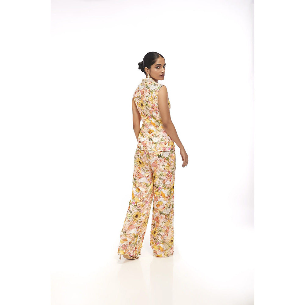 SAYAANIKA Lilya Yellow Floral Embellished Co-ord (Set of 2)
