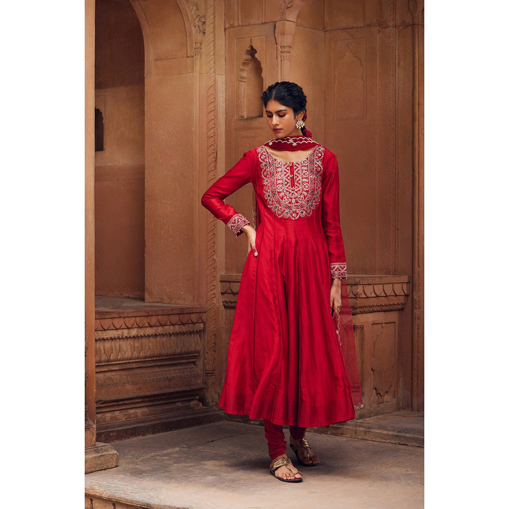 Seema Anand Adara Anarkali with Churidar and Dupatta (Set of 3)