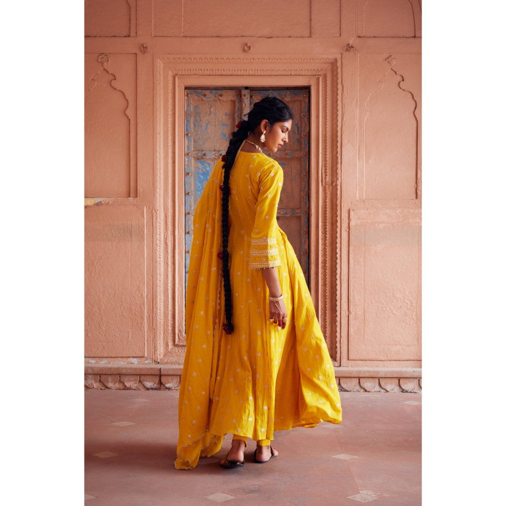 Seema Anand Farisha Angarkha with Churidar and Dupatta (Set of 3)