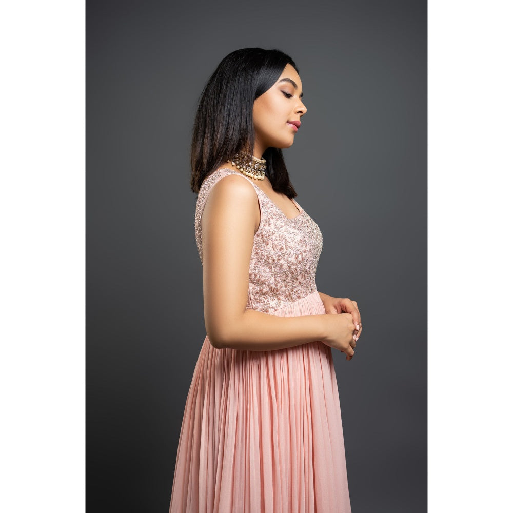 Shahmeen Husain Pink Embroidered Anarkali with Dupatta (Set of 2)