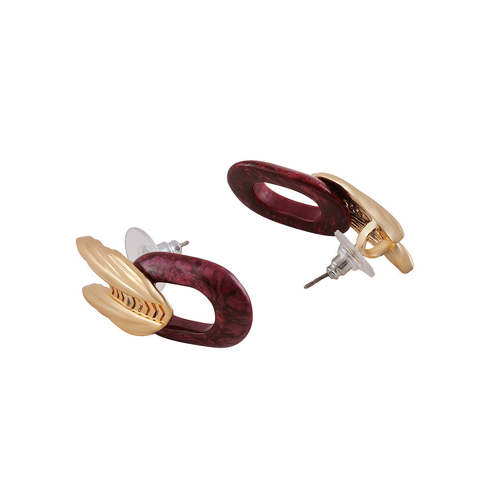 Shaze Gold Rhodium-Plated Cubic Zirconia Pinion Stud Earrings for Women