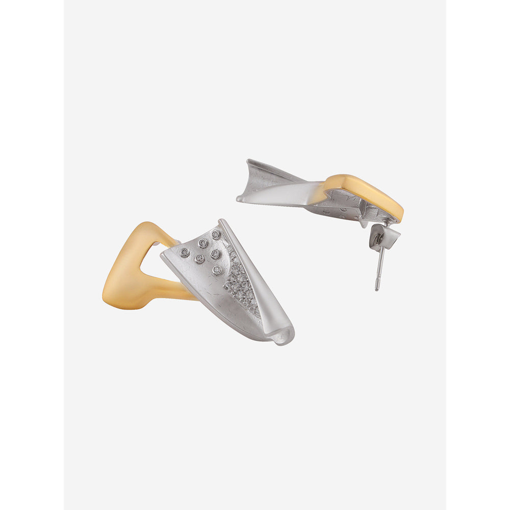 Shaze Gold Rhodium-Plated Cubic Zirconia Encrusted Drop Earrings for Women