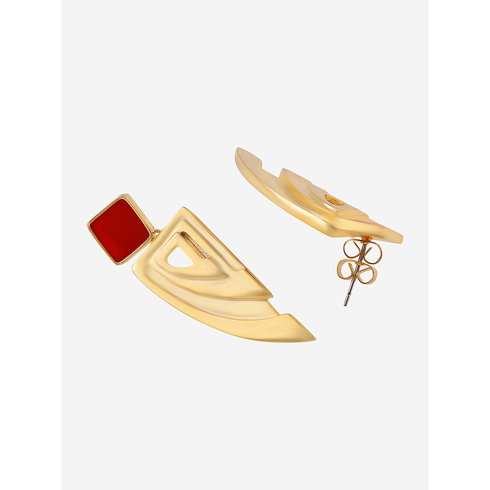 Shaze Gold Rhodium-Plated Cubic Zirconia Thespian Drop Earrings for Women