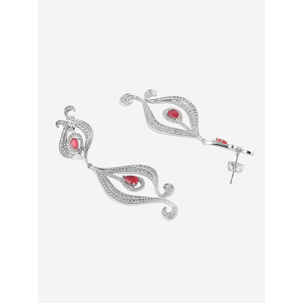 Shaze Silver Rhodium-Plated American Diamond Dancing Bell Drop & Dangle Earrings For Women