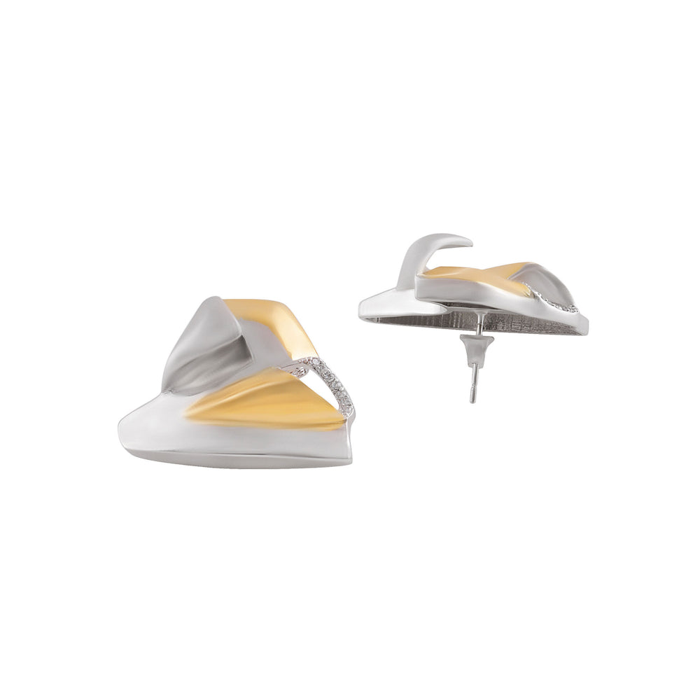 Shaze Gold Rhodium-Plated American Diamond Symphonic Stud Earrings For Women