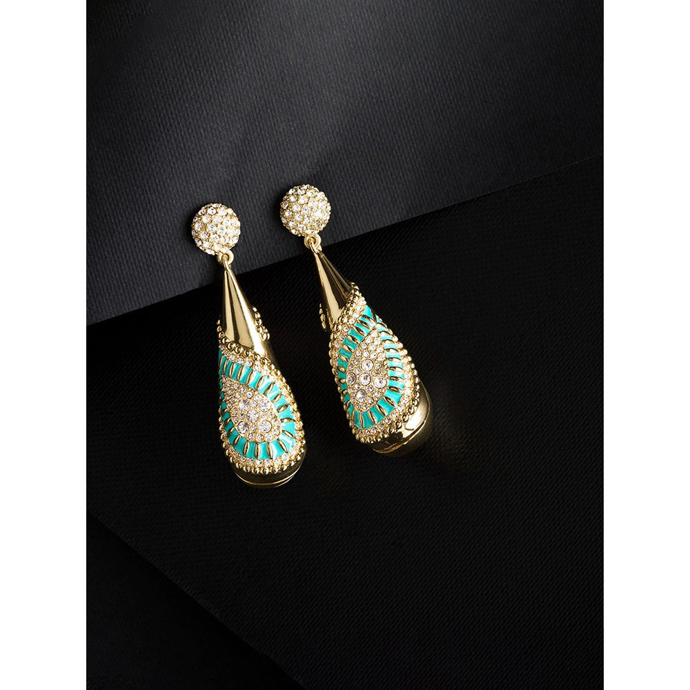 Shaze Bari Enamelled Green Earrings