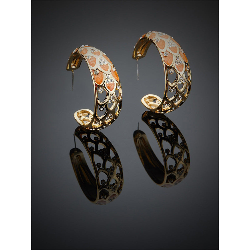 Shaze Fresia Zircon Studded Orange Earrings