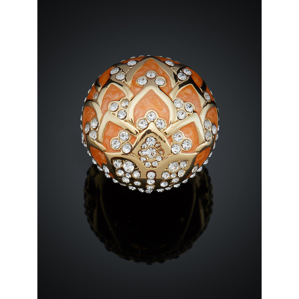 Shaze Water Lotus Shaped Orange Ring