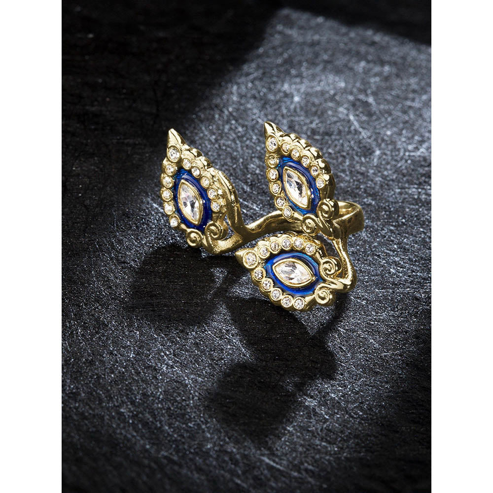 Shaze Monza Enamelled Navy Blue Ring