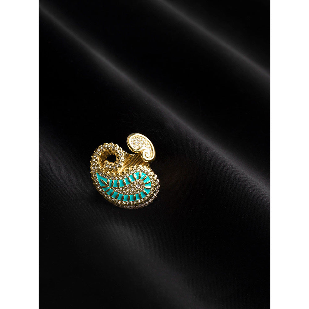 Shaze Prato Zircon Studded Turquoise Ring