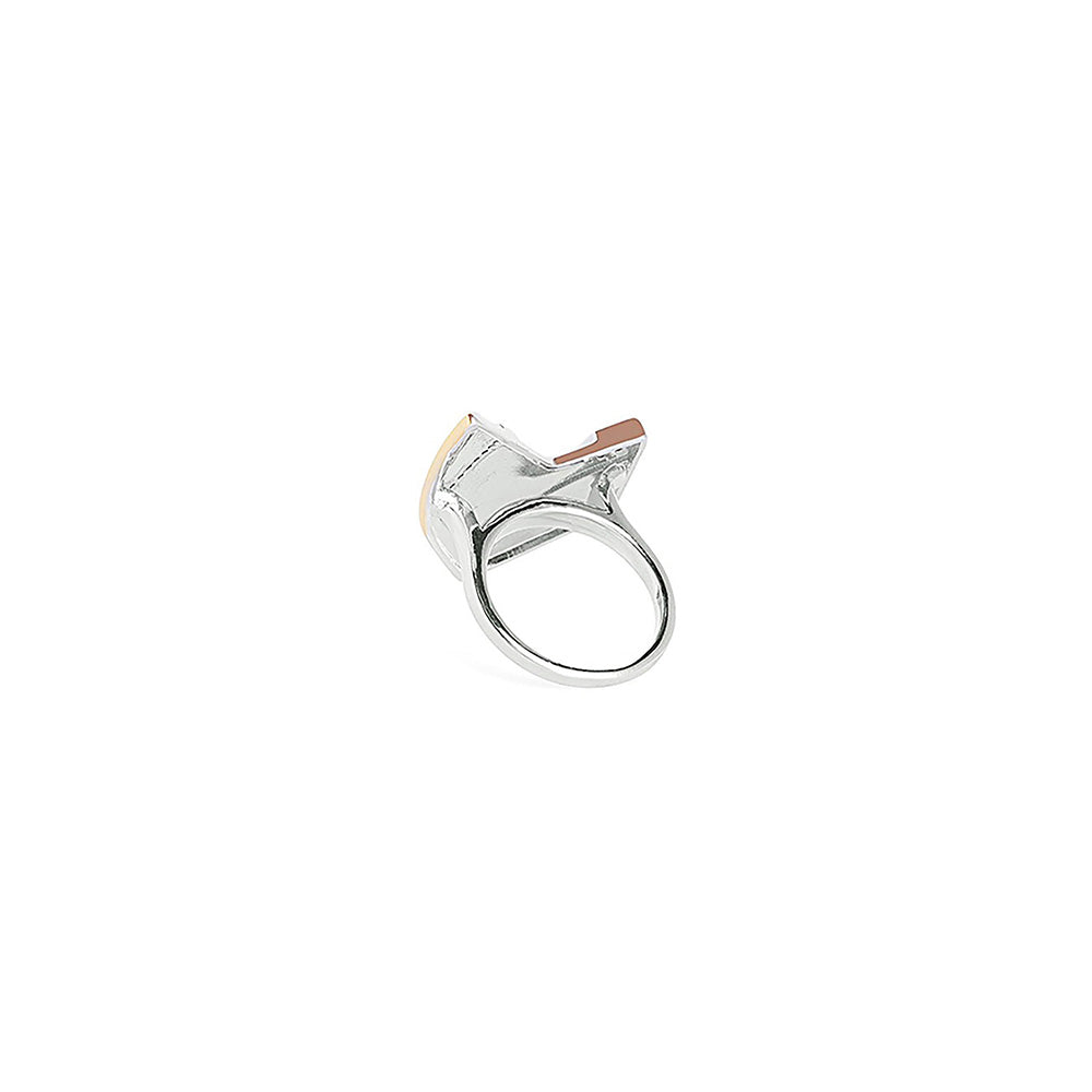 Shaze Adjuvant Edgy Ring Made of Brass Cubic Zirconina Stones Ring Size 5