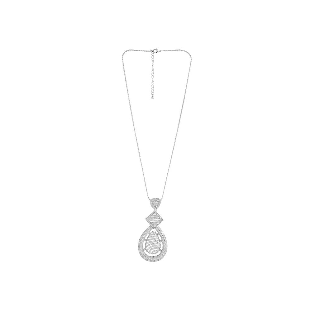 Shaze Cubic Zirconia Silver Plated Wavy Drop Set