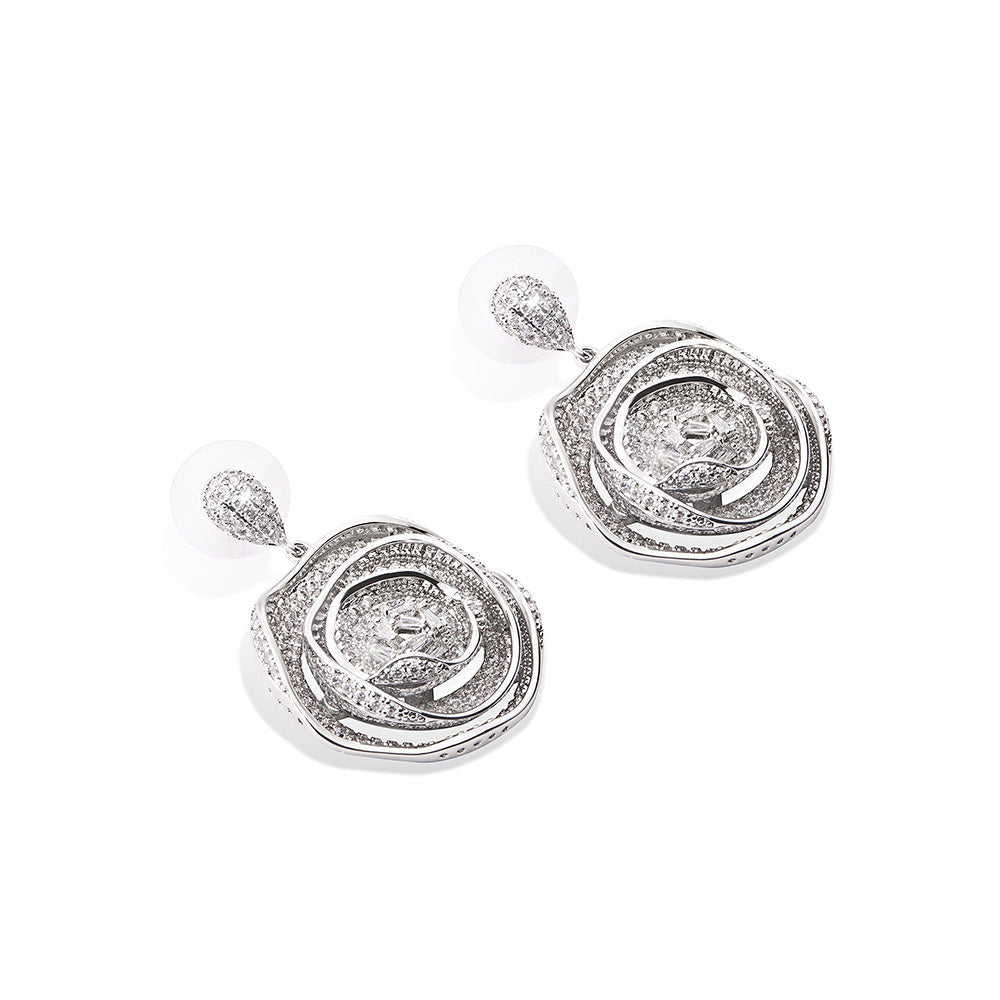 Shaze Flame of The Fores White Brilliant Cut Stone Earrings