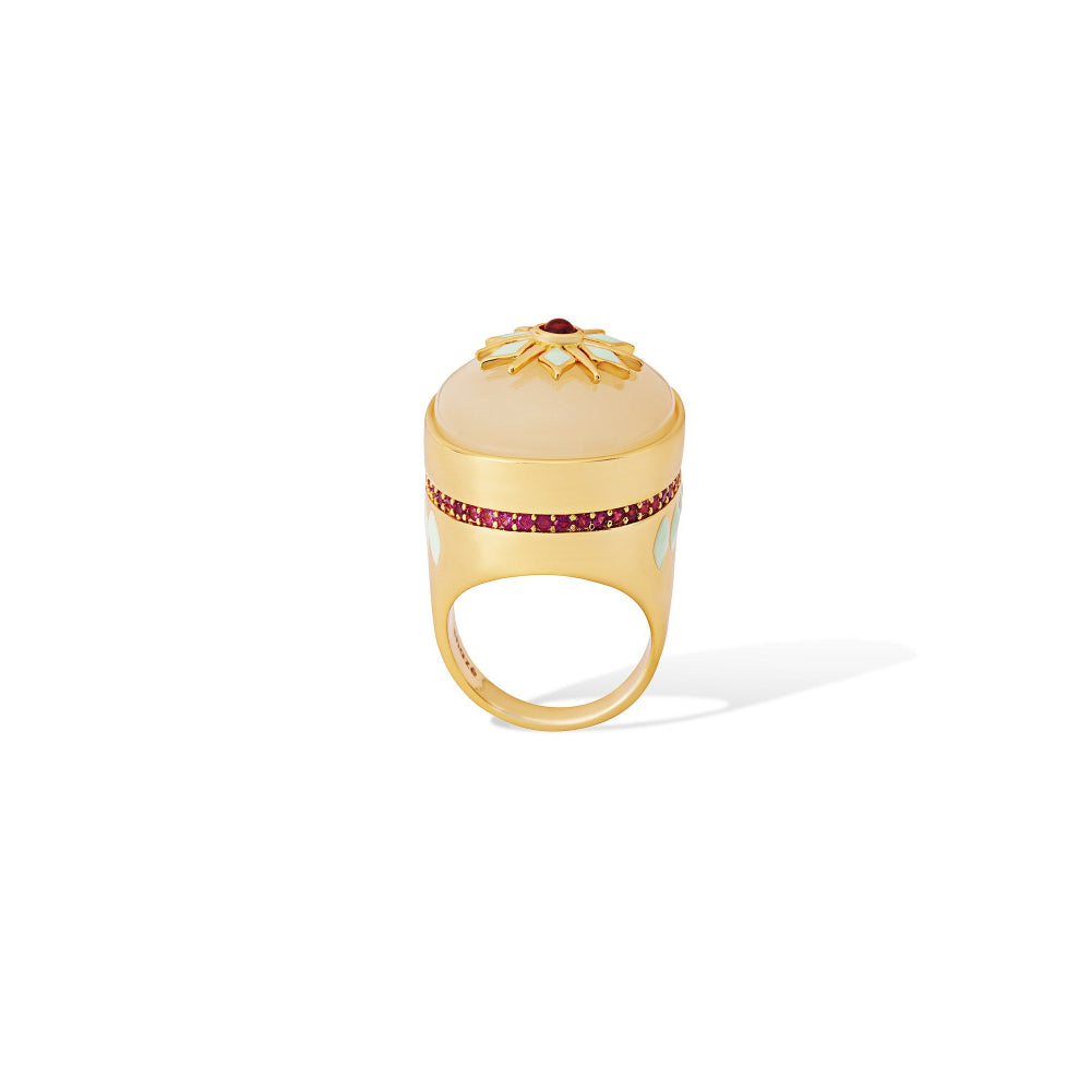 Shaze Luna Sunrise 18K Yellow Gold Plated Italian Crafted Ring