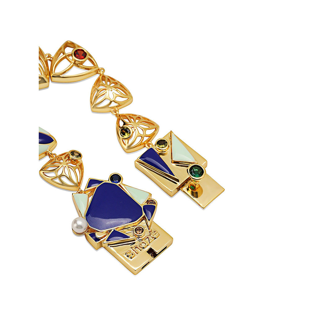 Shaze Bias Sheild 18K Yellow Gold Plated Italian Crafted Bracelet