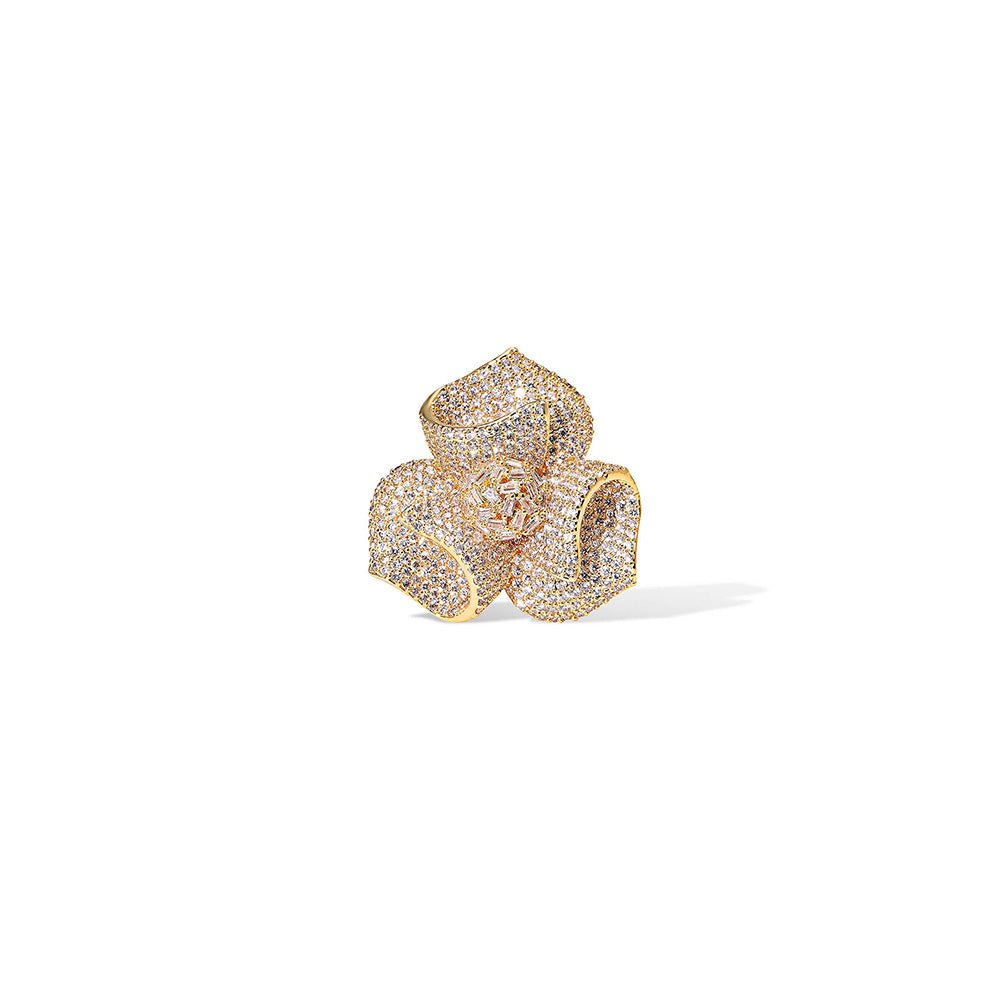Shaze Snow Gem Three Tone Rings Rhodium-Plated Jewellery