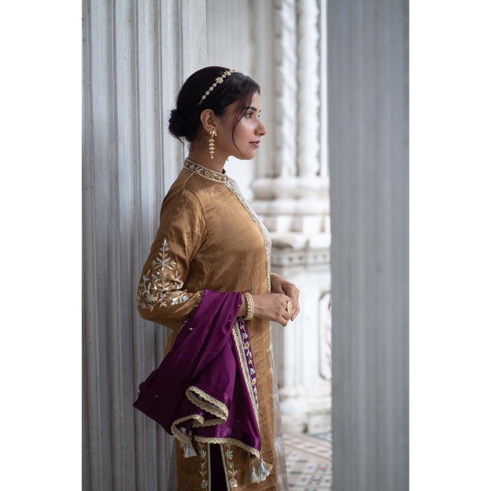 Sheela Suthar Purple Kurta with Pant and Dupatta (Set of 3)