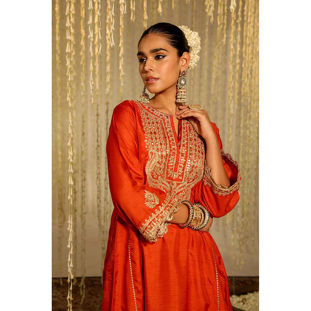 Sheetal Batra Mehreen Kurta & Salwar-Orange (Set of 2)