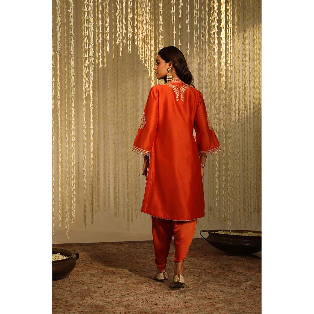 Sheetal Batra Gulbano Kurta & Dhoti-Orange (Set of 2)