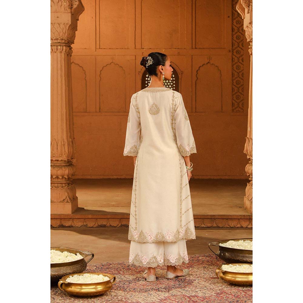 Sheetal Batra Ivory Kurta With Palazzo And Dupatta (Set of 3)