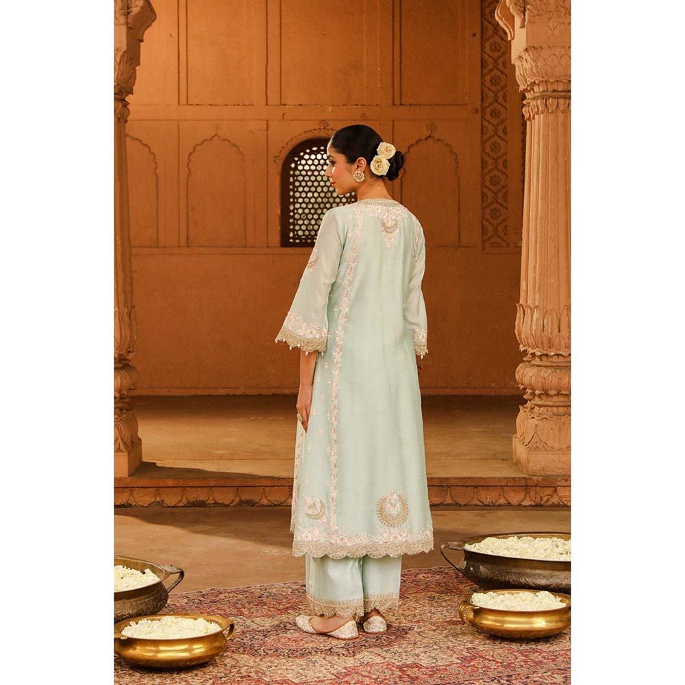 Sheetal Batra Green Kurta With Palazzo And Dupatta (Set of 3)