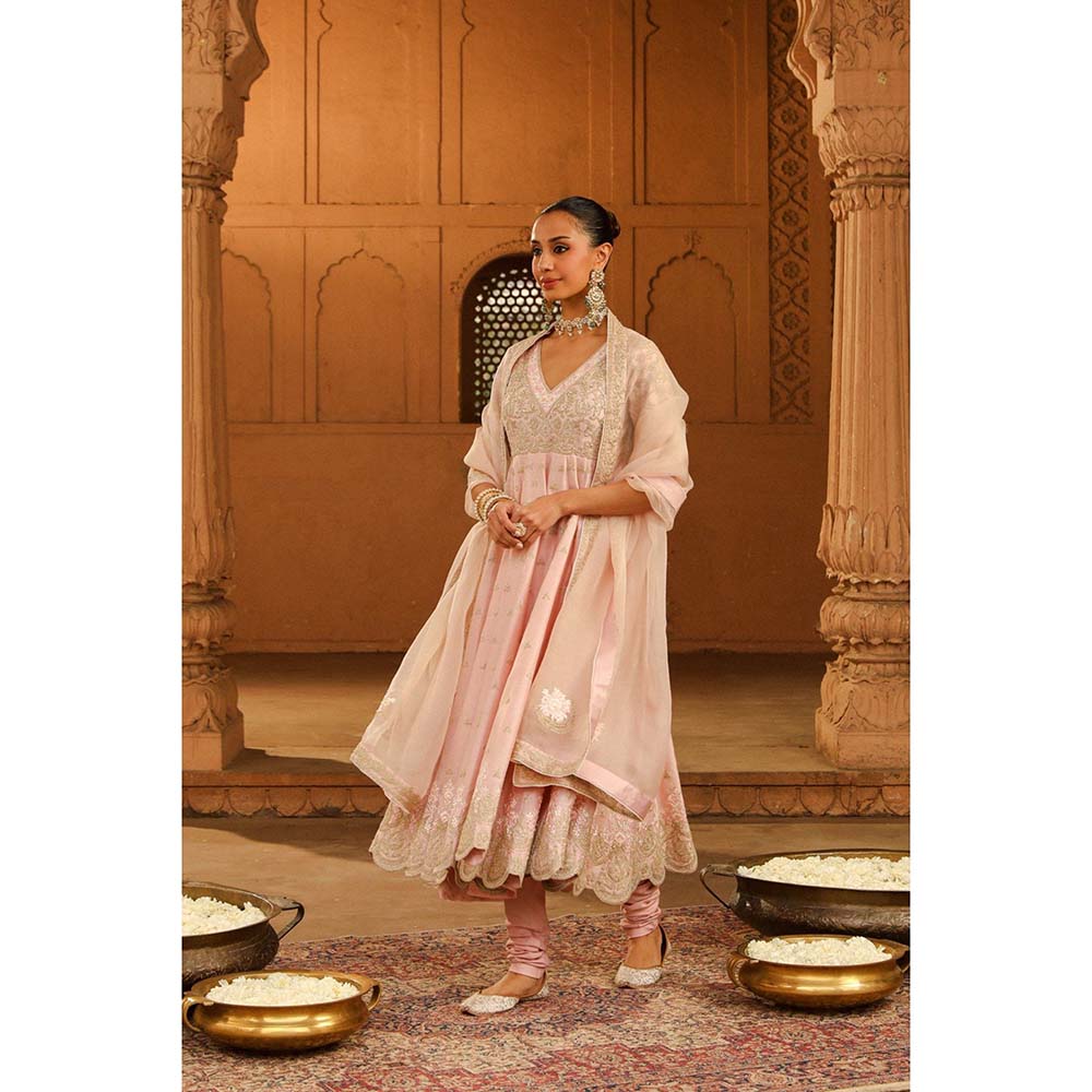 Sheetal Batra Pink Anarkali With Churidar And Dupatta (Set of 3)