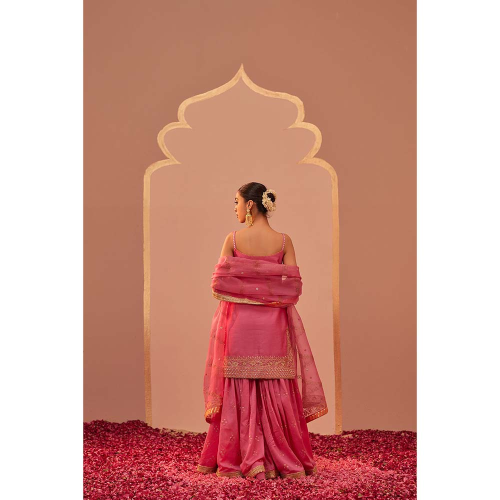 Sheetal Batra Pink Kurta With Sharara And Dupatta (Set of 3)