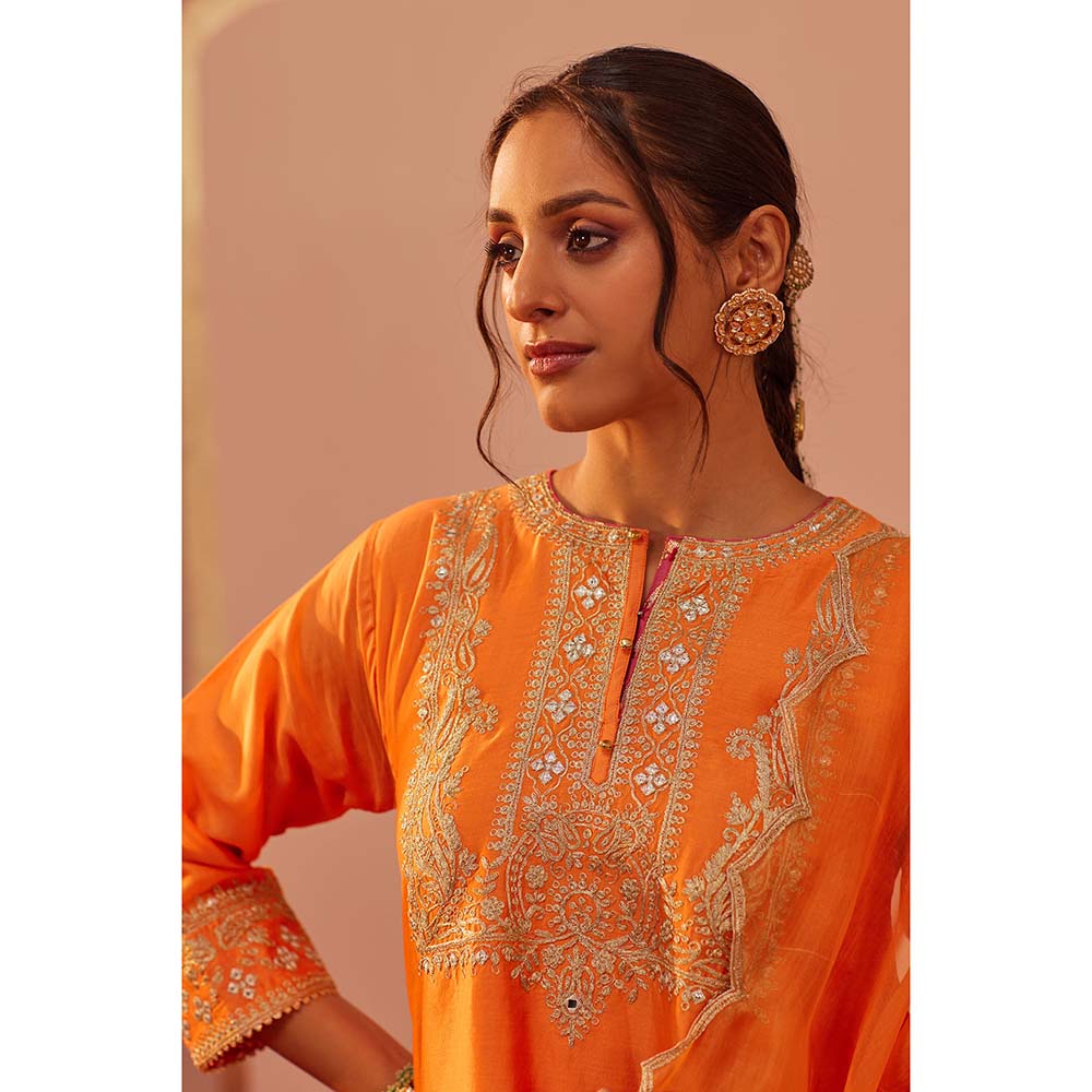 Sheetal Batra Orange Kurta With Salwar And Dupatta (Set of 3)