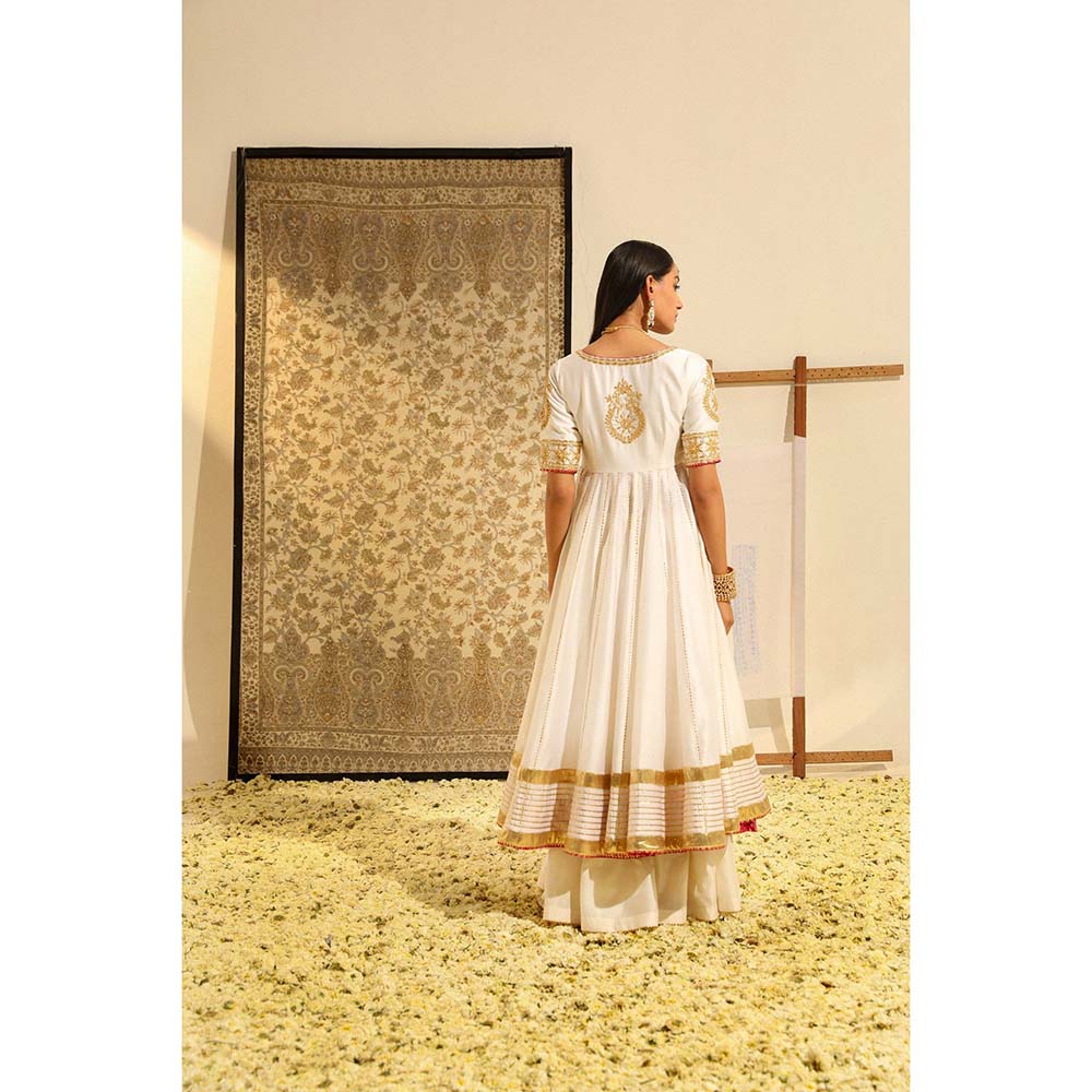 Sheetal Batra Ivory Shaiz Anarkali with Lehenga and Dupatta (Set of 3)