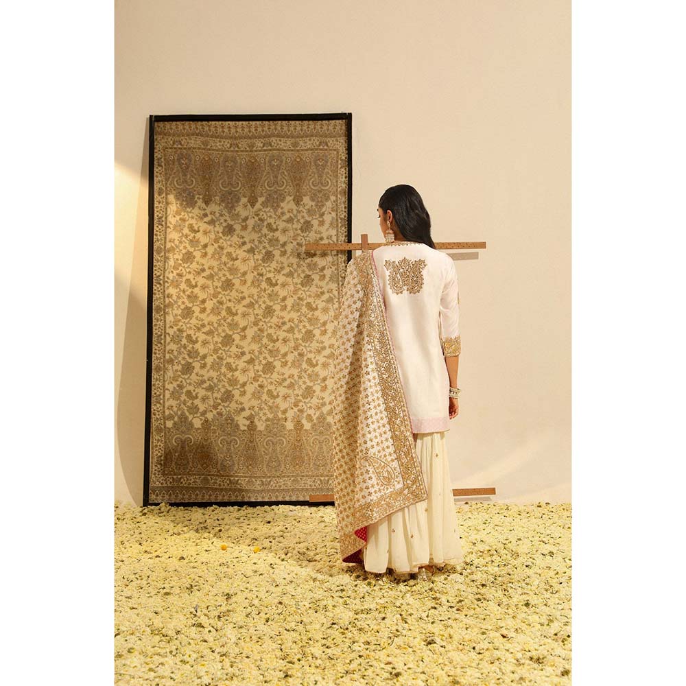 Sheetal Batra Ivory Siraj Short Kurta with Sharara and Dupatta (Set of 3)