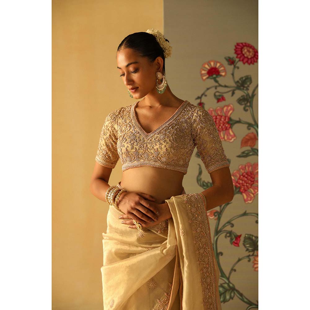 Sheetal Batra Saraa Gold Embellished Saree with Stitched Blouse