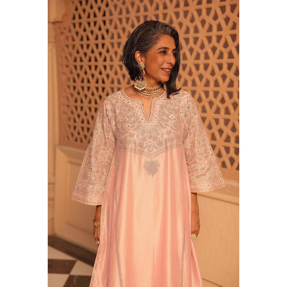 Sheetal Batra Rose Pink Aiman Anarkali Kurta with Salwar (Set of 2)