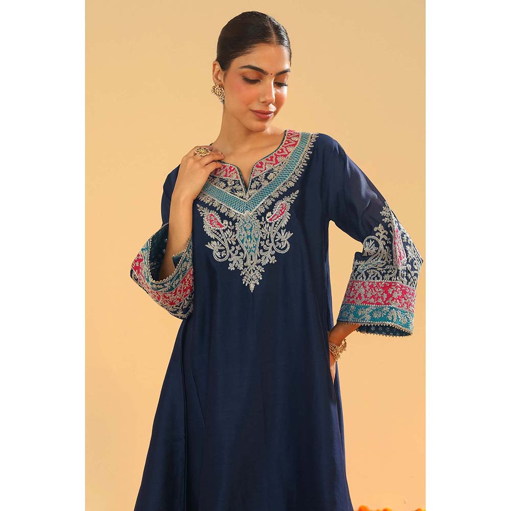 Sheetal Batra Mehrish Navy Blue Short Kalidar Chauga Kurta and Salwar (Set of 2)