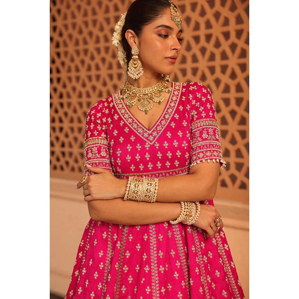 Sheetal Batra Naila Hot Pink Anarkali with Lehenga and Dupatta (Set of 3)