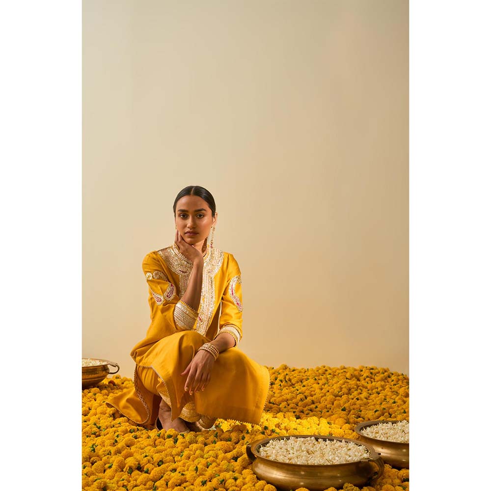 Sheetal Batra Yellow Kurta with Palazzo (Set of 2)