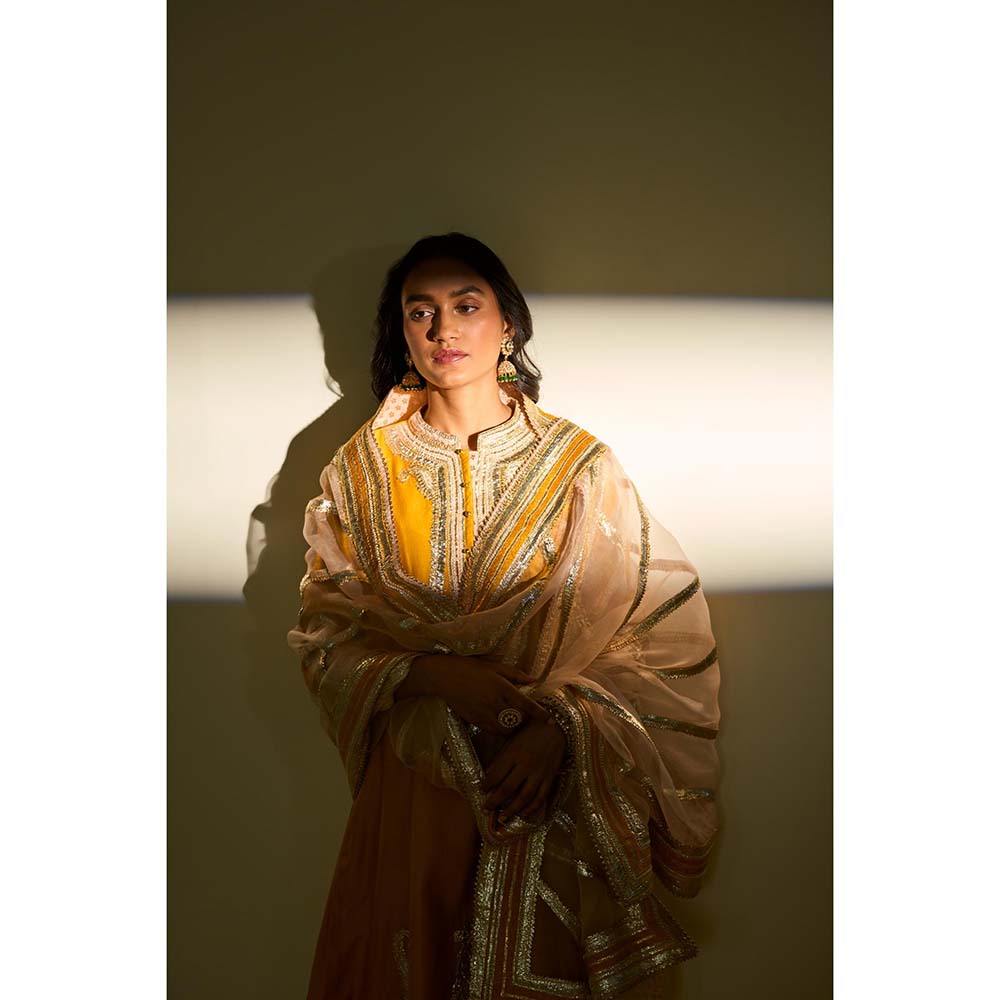 Sheetal Batra Yellow Short Kurta with Salwar and Dupatta (Set of 3)