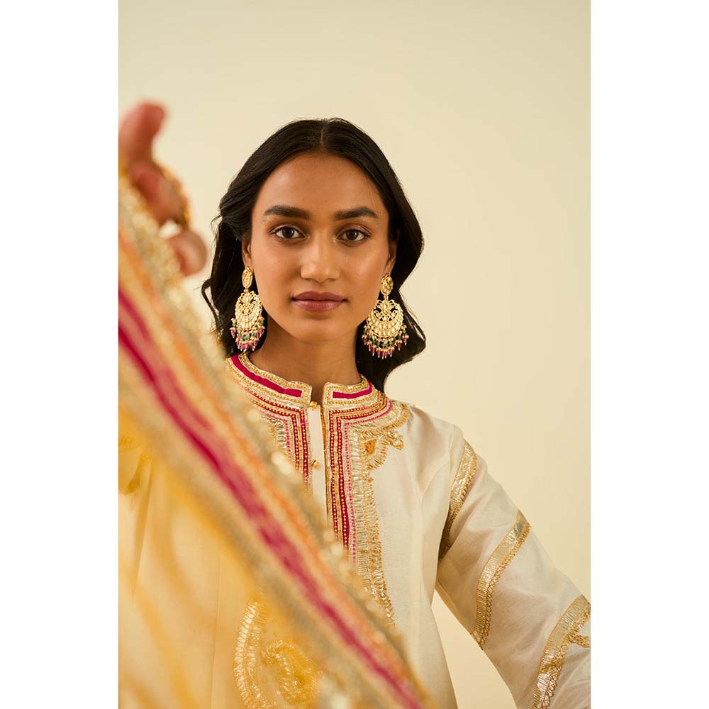Sheetal Batra Ivory Short Kurta with Salwar and Dupatta (Set of 3)