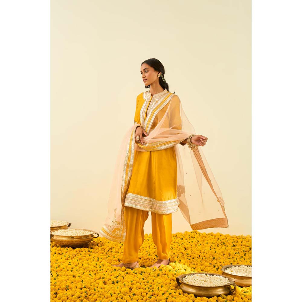 Sheetal Batra Yellow Short Kurta with Salwar and Dupatta (Set of 3)