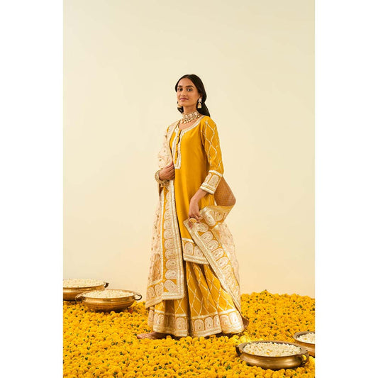 Sheetal Batra Yellow Kurta with Sharara and Dupatta (Set of 3)