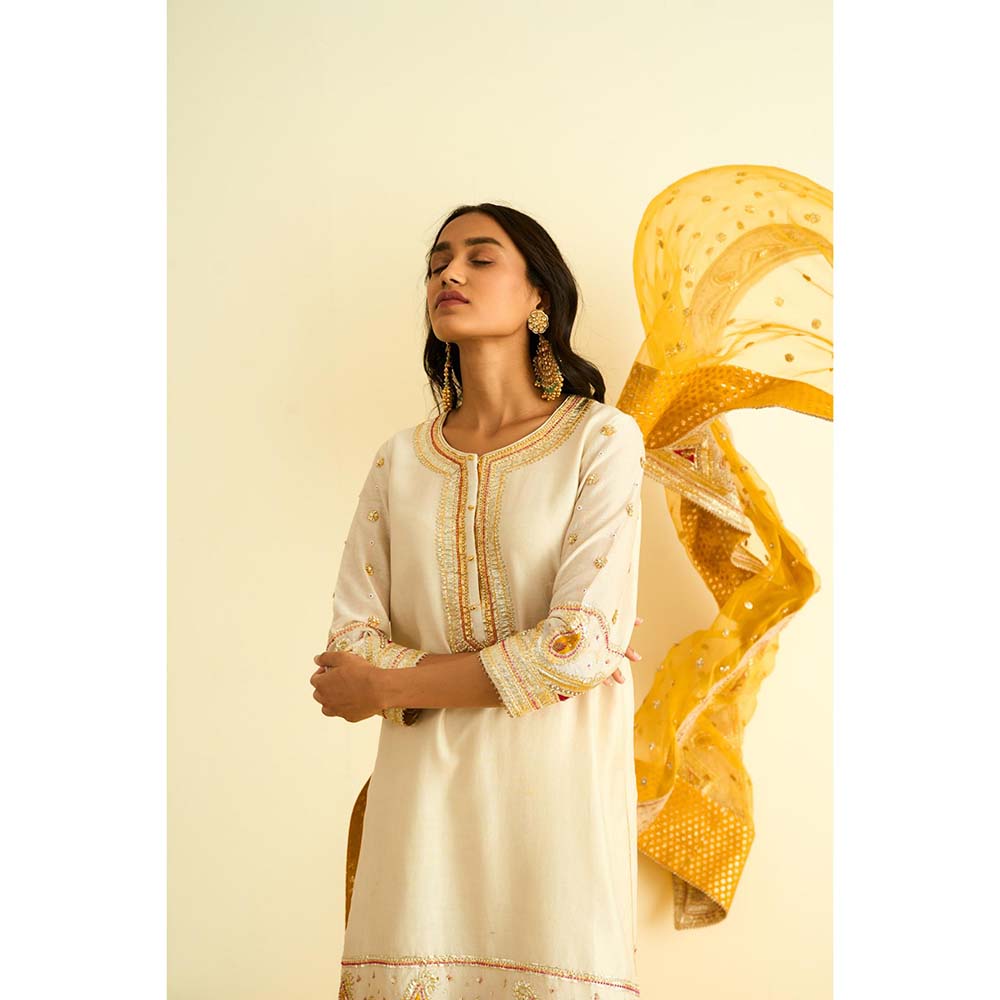 Sheetal Batra Ivory Kurta with Sharara and Dupatta (Set of 3)