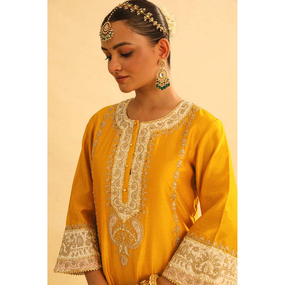 Sheetal Batra Asmira - Mustard Long Kurta With Palazzo And Dupatta