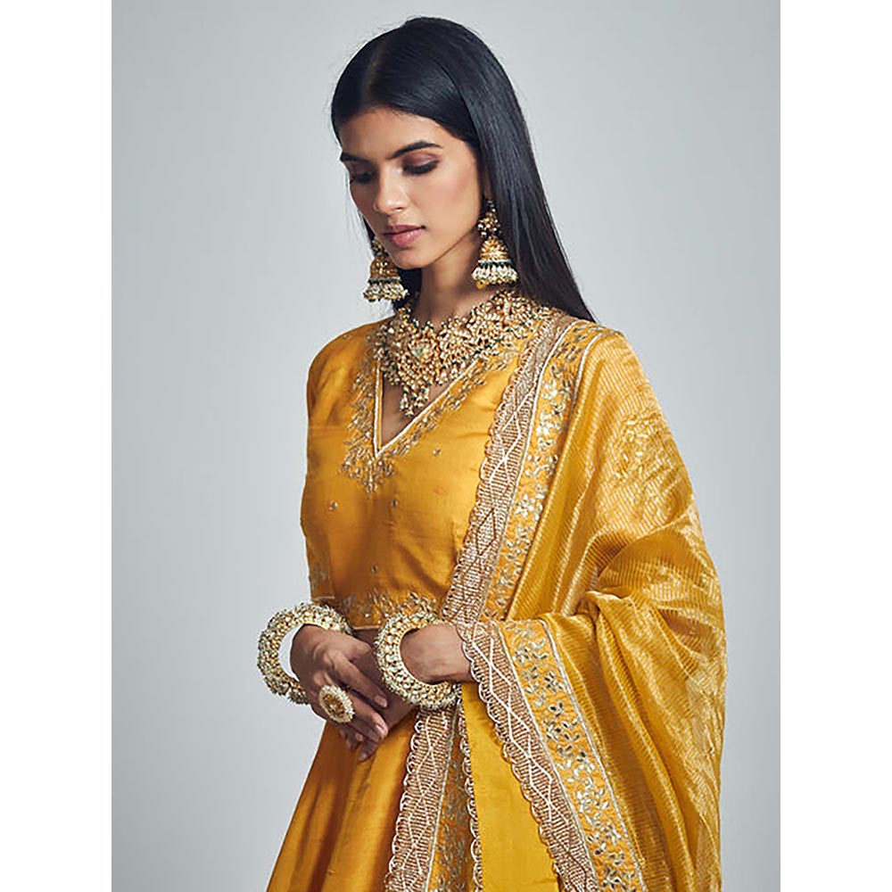 Sheetal Batra Razaana Mustard Gota Patti Lehenga With Blouse And Dupatta